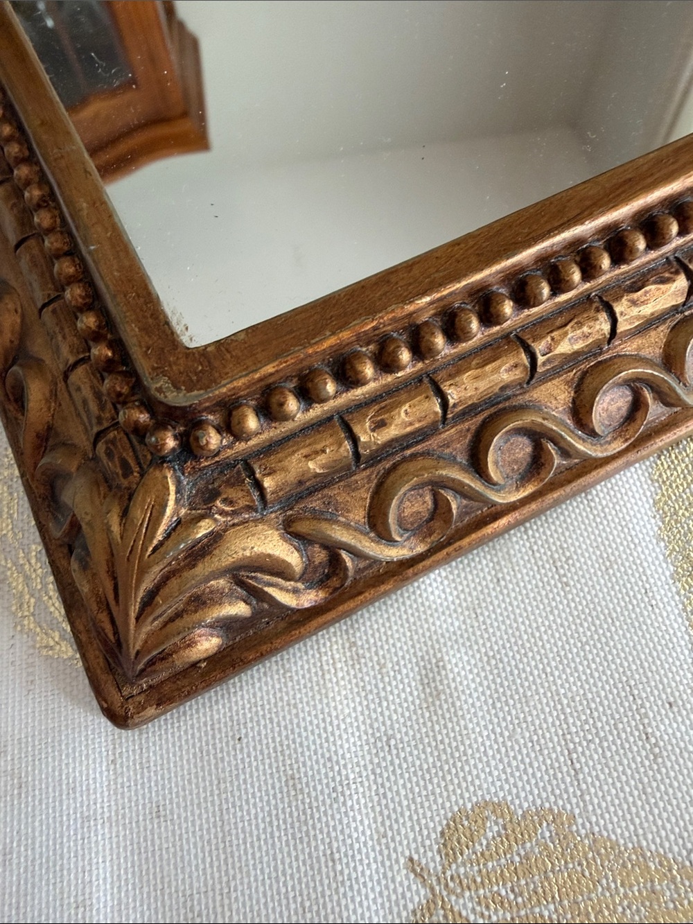 Decorative Square Wall Mirror in Antique Gold - Picture 7 of 9